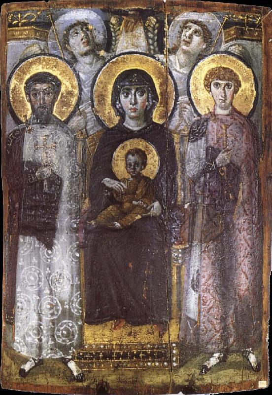 unknow artist The throne Virgin Mary with the child between ST Teodor and ST Goran,